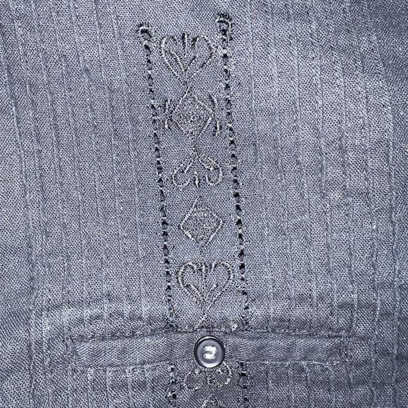 Vintage Guayabera Black Shirt Short Sleeve 100% Linen Mens Size 36 - Picture 2 of 4